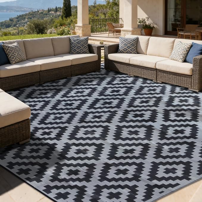 SAND MINE Waterproof Outdoor Rug, Plastic Reversible Rug, Modern Area Rug by SANDMIND