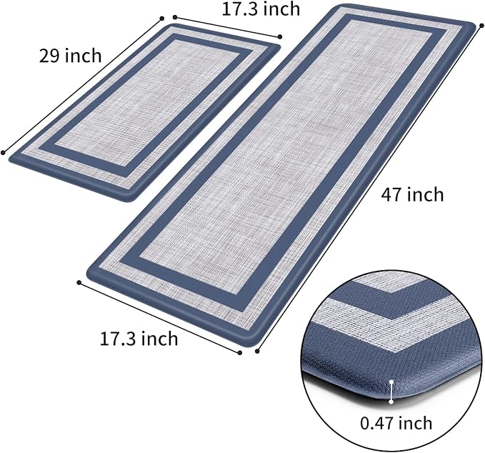 Mattitude Kitchen Mats Set of 2 Cushioned 0.47 inch Kitchen Rugs Non-Skid Rug - Image 2