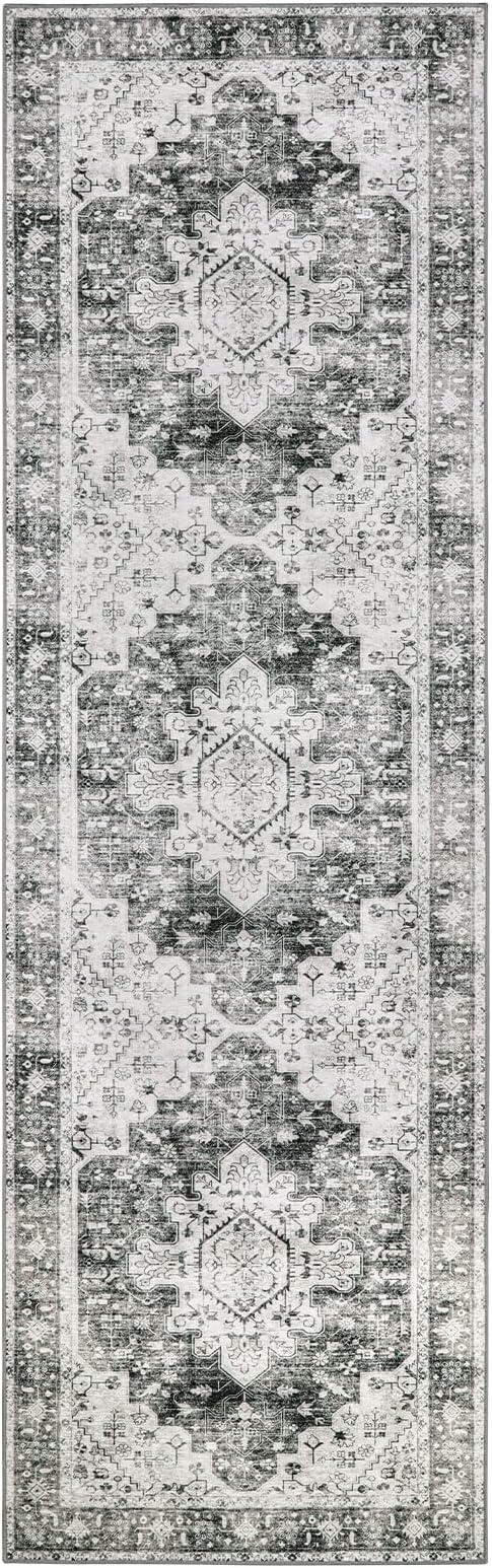 Moynesa Ultra-Thin Washable Gray Hallway Runner Rug - Image 8