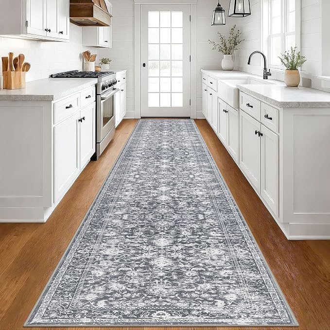 KILOCOCO Hallway Runner 3x18 Rug Runner Printed Vintage Floral Washable Kitchen - Image 2