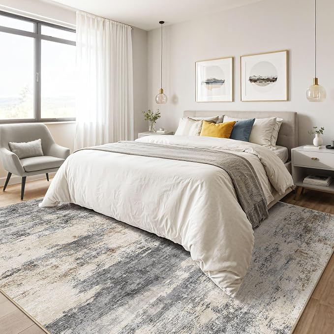 10x12 Area Rug Living Room: Washable Large Abstract Modern Soft Rug Stain - Image 4