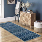 Lahome Moroccan 2x5 Washable Blue Runner Rug, Non-Slip Low-Pile Stain Resistant - Image 6