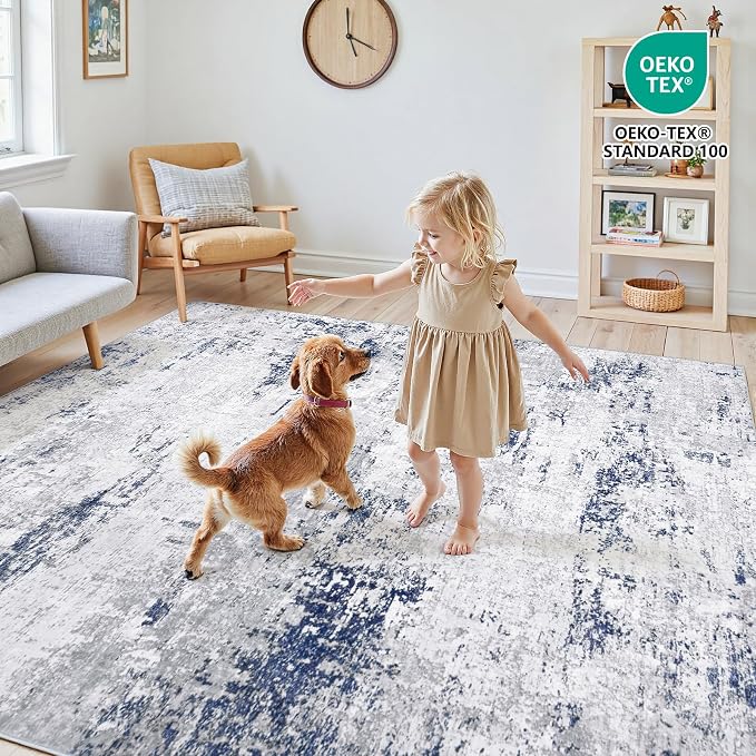 Area Rugs 8x10 Living Room: Large Modern Abstract Washable Rug Soft Anti-Skid - Image 4