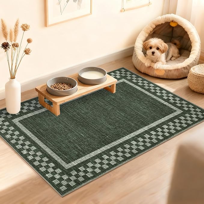 Small Area Rug 2x3 Modern Checkered Entry Rug Solid Color Scalloped Kitchen by GarveeHome