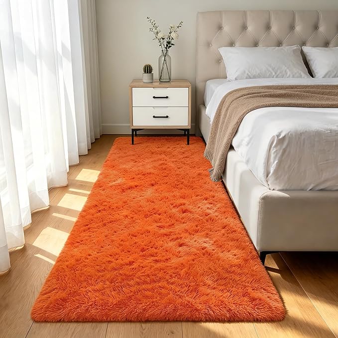 Shag Runner Rug for Bedroom Living Room 3x7 Upgrade Non-Slip Fluffy Soft by Boshengya