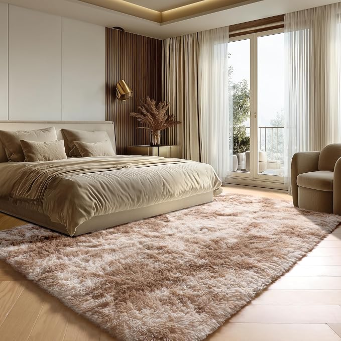 ONASAR 8x10 Area Rugs for Living Room, Tie-Dyed Beige Large Fluffy Bedroom Rug - Image 5