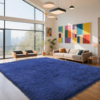 Blue Fluffy Rug Shag Area Rug, 8x10 Area Rugs by Yongyangjuxi