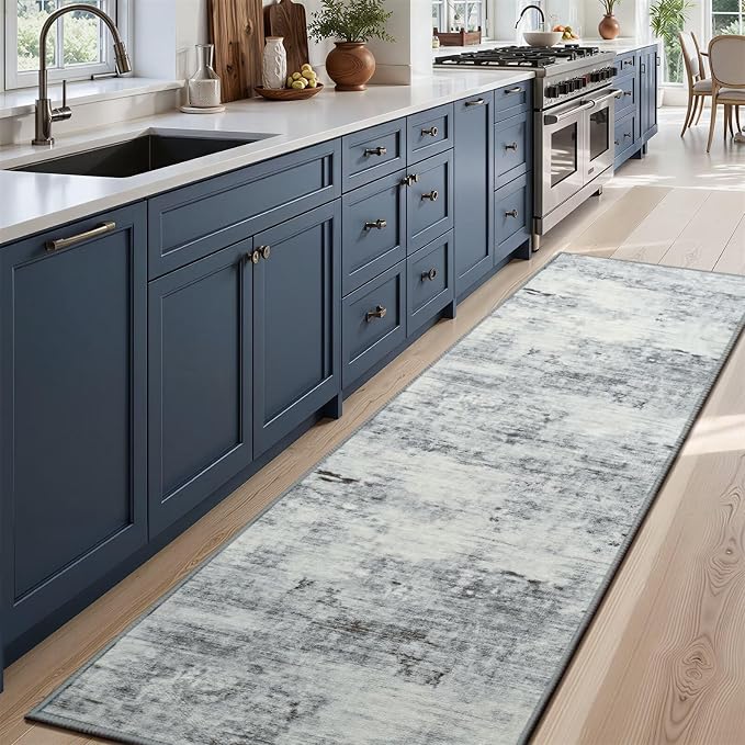 Toneed 2x6 Runner Rug Modern Abstract Hallway Rug Washable Non Slip Rubber Rugs - Image 2