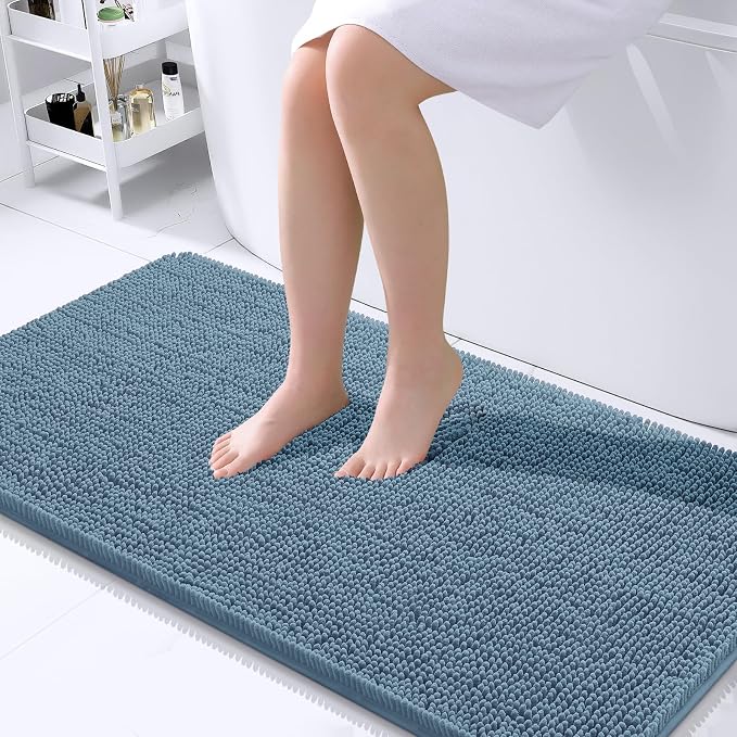OLANLY Bathroom Runner Rugs 44x24, Soft Absorbent Chenille Bath Rugs, Rubber by OLANLY