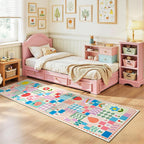Pink Runner Rug for Girls Bedroom, Kids Hallway Washable Rug, Soft Non-Slip - Image 3
