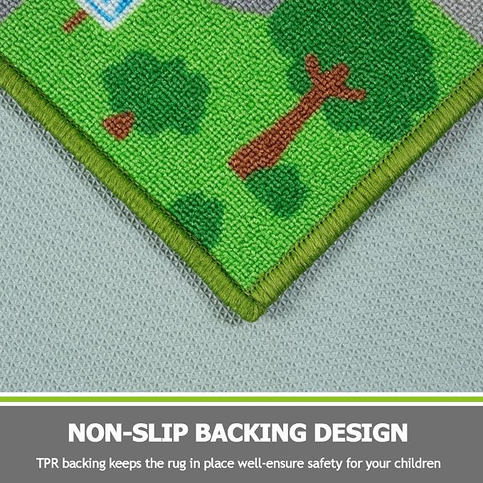Capslpad Green Car Road Kid Rug Carpet Playmat - Image 3