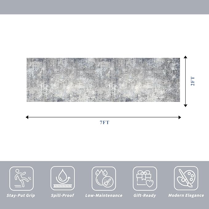 2x7 ft Hallway Runner Rug – Washable Non-Skid Soft Carpet - Image 2