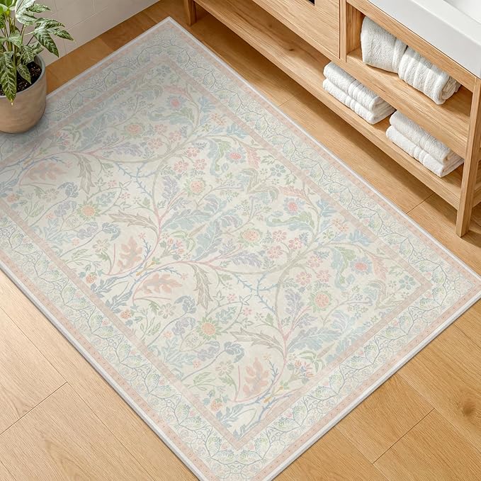 Light Pink Area Rug 2x3 Non Slip Washable, Ultra Soft Small Throw Rugs - Image 8