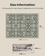 AMADA HOMEFURNISHING 9x12 Washable Area Rug, Low-Profile Large Area Rug - Image 2