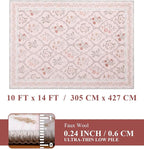 YIHOUSE Pink Floral Print Rugs, Moroccan Trellis 10x14 Washable Large Rug - Image 7