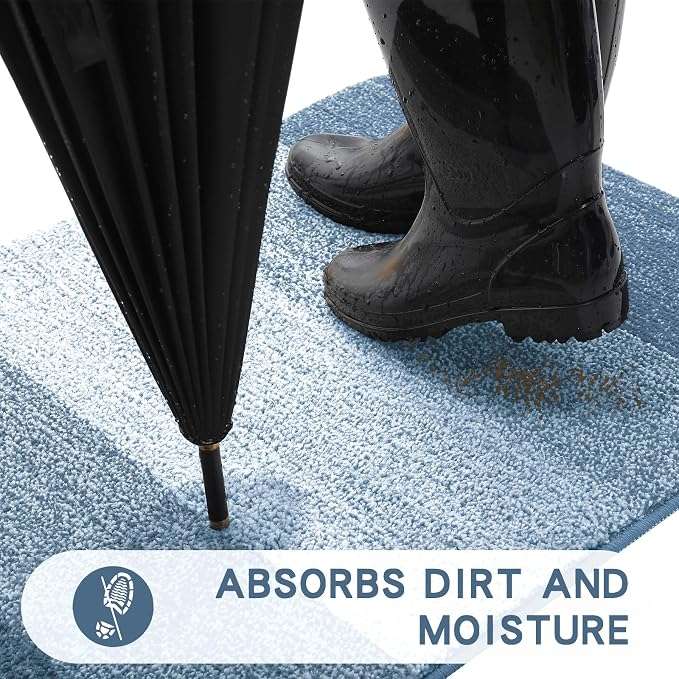 Kitinjoy Indoor Outdoor Door Mat, 59x32 Non-Slip Absorbent Dirt Trapper - Image 2