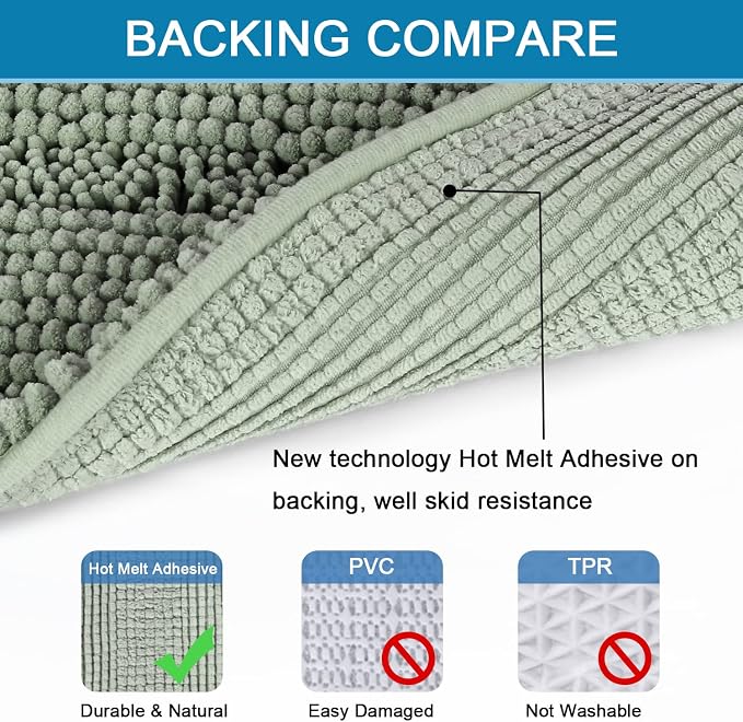 H.VERSAILTEX Bath Rugs for Bathroom Non Slip Bath Mats Extra Thick Chenille - Image 4