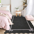 GarveeHome Scalloped Bow Rug for Living Room, Solid Rug for Dorm, Washable Rugs - Image 2