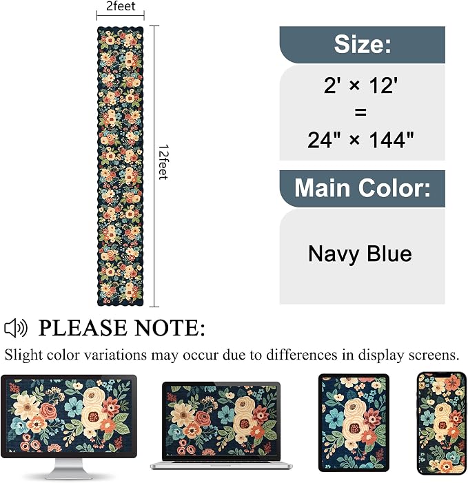 DUKINO 2x12 Runner Rug for Hallway, Soft Floral Washable Kitchen Runner Rug - Image 2