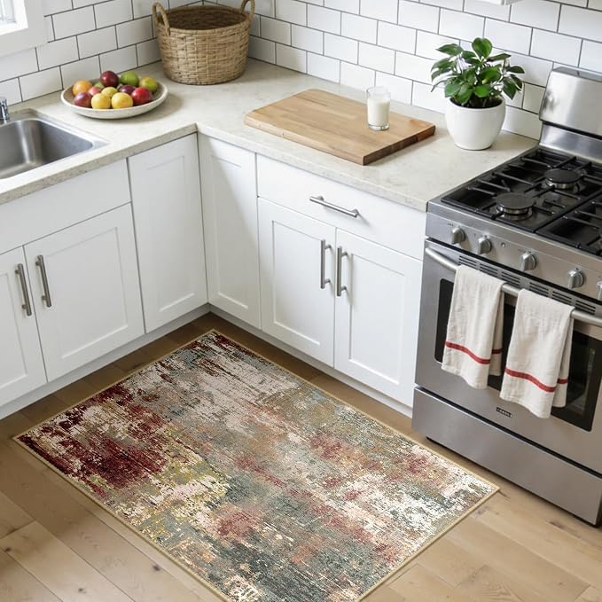 RELEANY Washable Area Rugs 3x4 Non-Slip Modern Abstract Soft - Image 3
