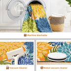 4x6 Washable Rug for Living Room Tropical Botanical Modern Floral Chenille Area - Image 5