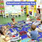 Capslpad Kids Rug Educational Play Rug 6.6' x 9.8' Classroom Traffic Road Kid - Image 5