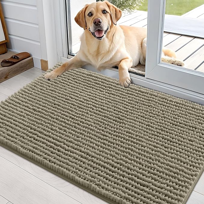 OLANLY Dog Door Mat for Muddy Paws 36x24, Ultra Absorbent Chenille Mud Doormat by OLANLY