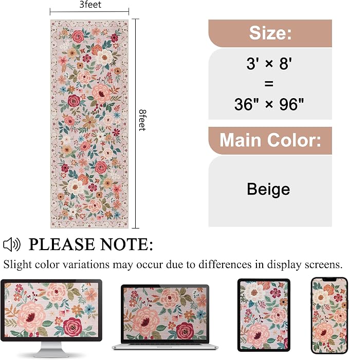 DUKINO 3x8 Runner Rug, Washable Rug - Image 2