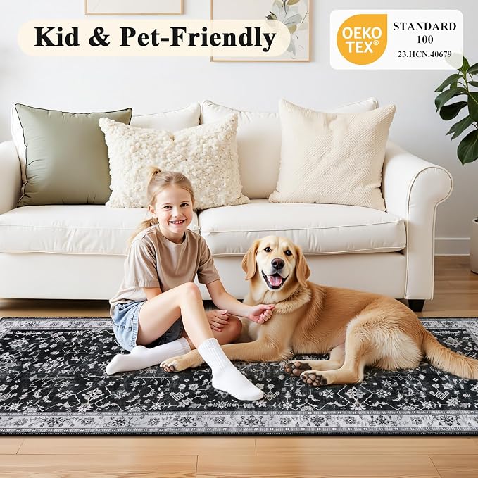 HEBE Washable Aera Rug 2'x 3' Non Slip Door Mat Indoor Entrance, Low Pile - Image 7