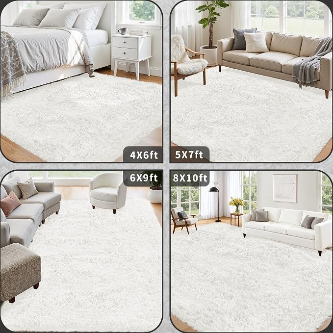 4x6 Area Rug for Living Room: Ultra Soft Fluffy Rug Modern Large Thicked Shag - Image 5