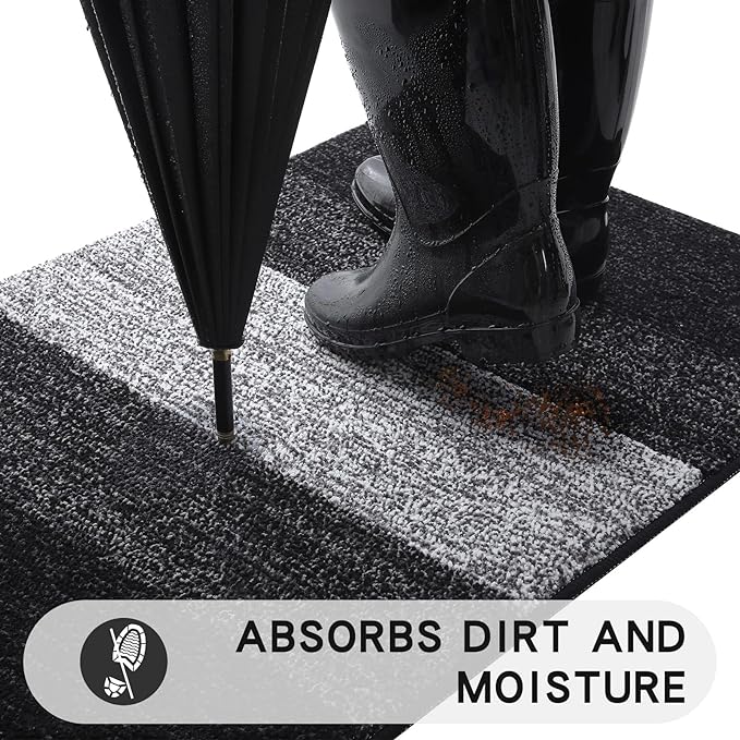 Kitinjoy Indoor Outdoor Door Mat, 54x24 Non-Slip Absorbent Dirt Trapper - Image 2