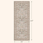 Traditional Floral Moss 2x5 Bathroom Runner Rug Non Slip - Image 2