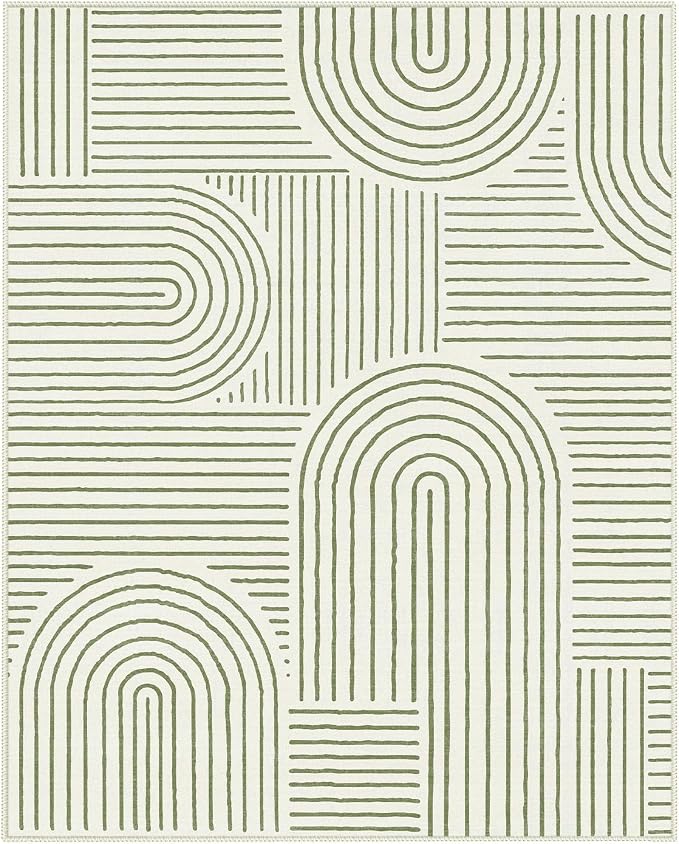 Lahome Abstract 8x10 Rugs for Living Room, Soft Green 8x10 Area Rugs for - Image 7