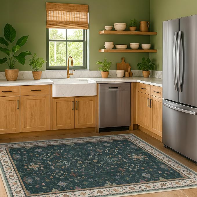 Hazo Haus Dark Green 4x6 Living Room Rug - Image 5