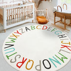 Topotdor Rainbow Round Kids Play Rug Alphabet Nursery Area Rug Extra Large Soft - Image 9
