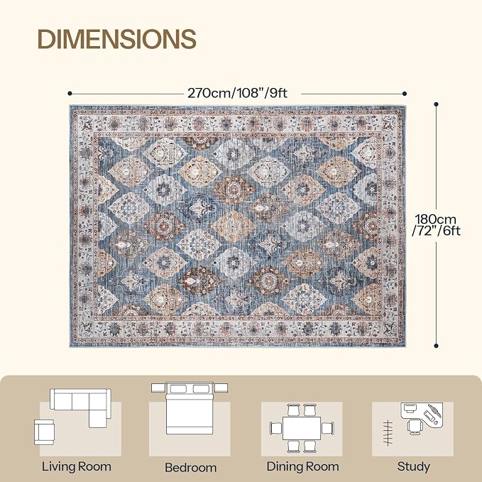 HOOBRO Washable Rug 6 x 9 Area Rugs - Image 2