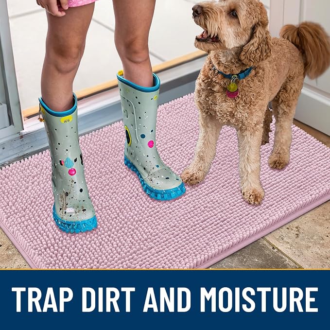 Smiry Dog Door Mat for Muddy Paws 48x30, Absorbent Dirt Trapper, Non-Slip - Image 3