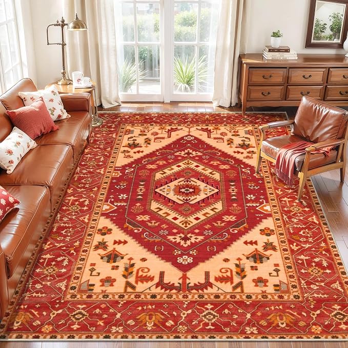SERISSA 5x7 Boho Area Rug, Washable Non-Slip Rugs - Image 3