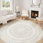 cotiled 8x8 Round Area Rugs Living Room Rug: Washable Boho Rugs by COTILED
