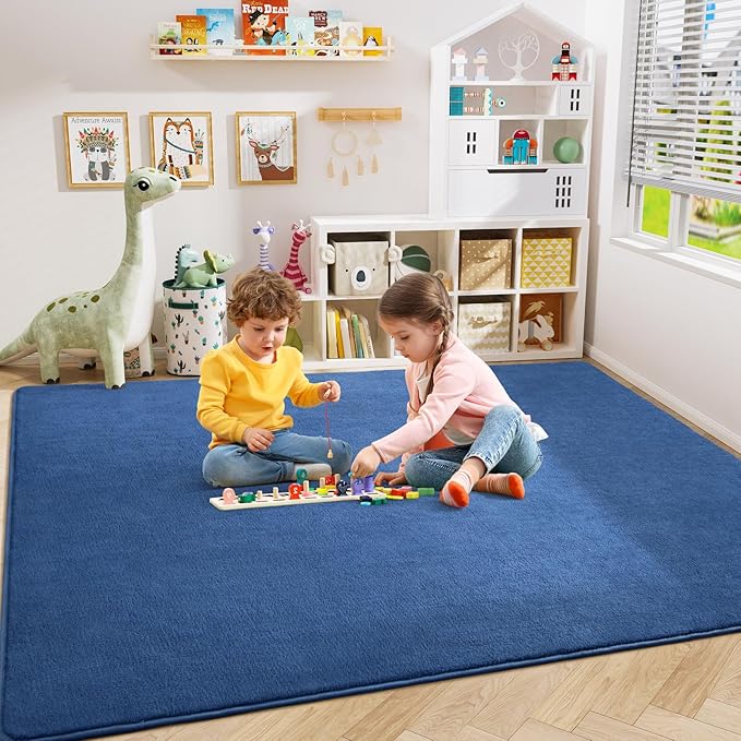 Amearea Large Modern Area Rugs for Bedroom Living Room, 5x8 Feet Blue Thickened - Image 4