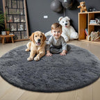 OLANLY Grey Round Rugs for Bedroom - Image 2