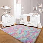 ONASAR Rainbow Area Rugs for Girls Bedroom, 4x6 Fluffy Bedside Colorful Rug - Image 7