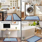 Arenarug Scalloped Navy Blue Kitchen Mats Rugs Sets of 2 Cushioned Anti Fatigue - Image 7