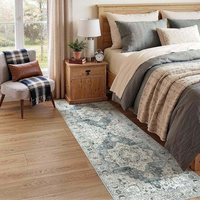 Lessymo Runner Rug 2 x 6, Machine Washable Entryway Rugs Boho Faux Wool Low - Image 2