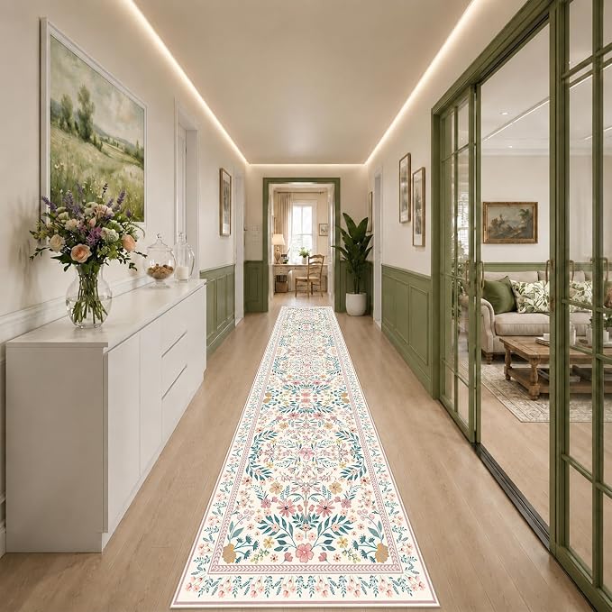 Rugxara 2x10 Floral Runner Rug, Washable Runners - Image 3