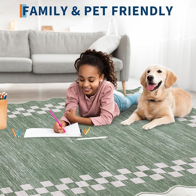 Washable Runner Rug 2x10 Modern Bordered Hallway Runner Rug Non Slip Kitchen - Image 4