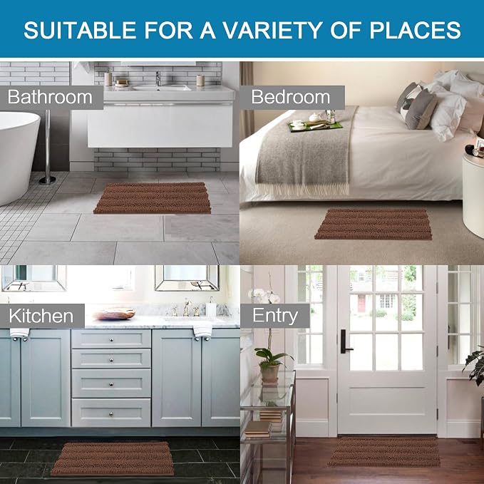 H.VERSAILTEX 2 Piece Bathroom Set Extra Thick Chenille Striped Pattern Bath Rugs - Image 6