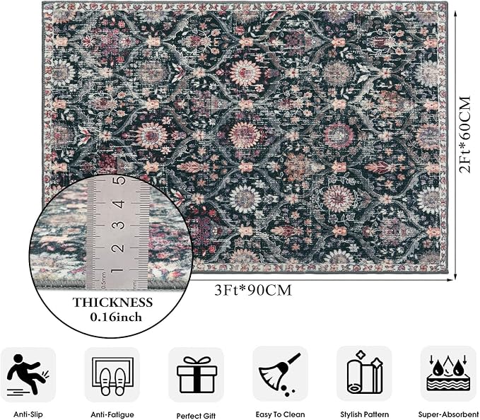 Lahome Moroccan Trellis Washable Rug, 2x3 Entryway Rugs - Image 2