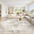Area Rug 10x14 Washable Rug, Vintage Boho Medallion Rugs Non-Slip Soft Low Pile by VECARF