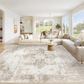 Area Rug 10x12 Washable Rug, Vintage Boho Medallion Rugs Non-Slip Soft Low Pile by VECARF